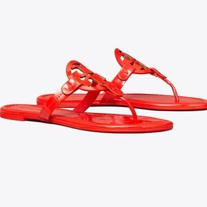 Tory Burch Red Patent Leather Miller Sandals